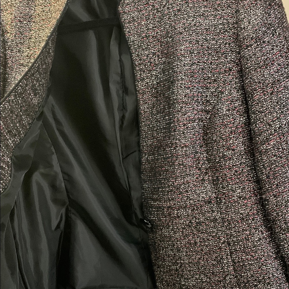 Jones Studio Separates Silver Pink, Black Tweed Blazer Tailored Open Front - Picture 4 of 14